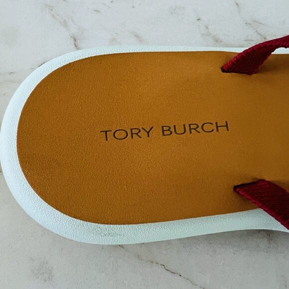 TORY BURCH Tory Red Orange Citrine Meadow Mist Layered Flip-Flop- Webbing - US 7 - Picture 3 of 9
